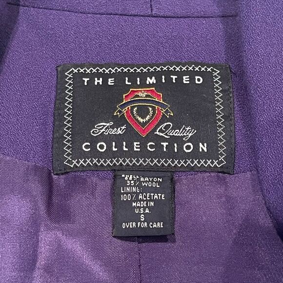 Vintage 80’s 90’s The Limited Collection Purple Jewel Tone Wool Blend Blazer S - Picture 4 of 10